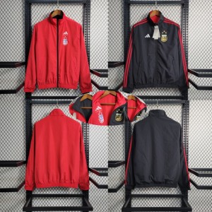 2023 Reversible 3-star Argentina Red/Black Windbreaker