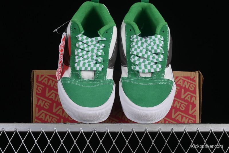 Vans Classics Knu Skool White Green Chunky Tongue Retro Sneakers - VN0009QCV0N