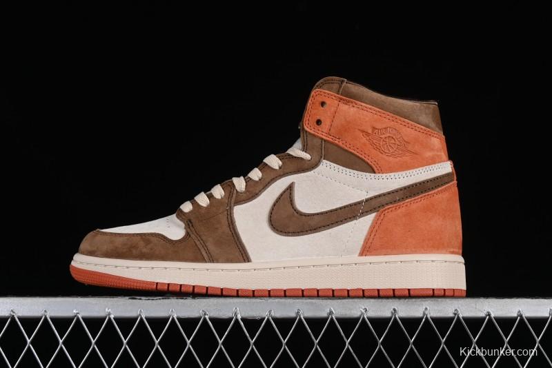 Nike Air Jordan 1 High OG Basketball Shoes in Dusted Clay & Dune Colorway - FQ2941-200