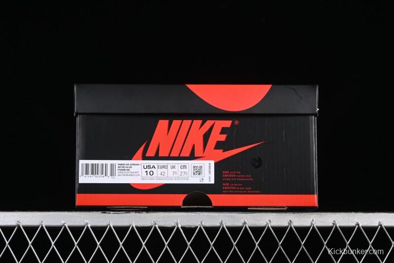 Nike Air Jordan 1 High OG "First in Flight" Basketball Shoes with UNC Blue and Yellow Accents - FD2596-400