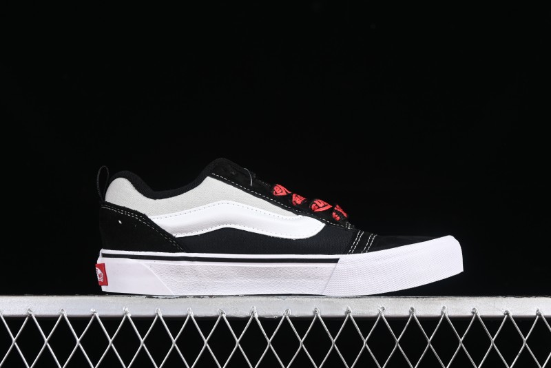 Vans Classics Knu Skool Patchwork Letter Lace-Up Chunky Tongue Platform Sneakers - VN0009QCBLK