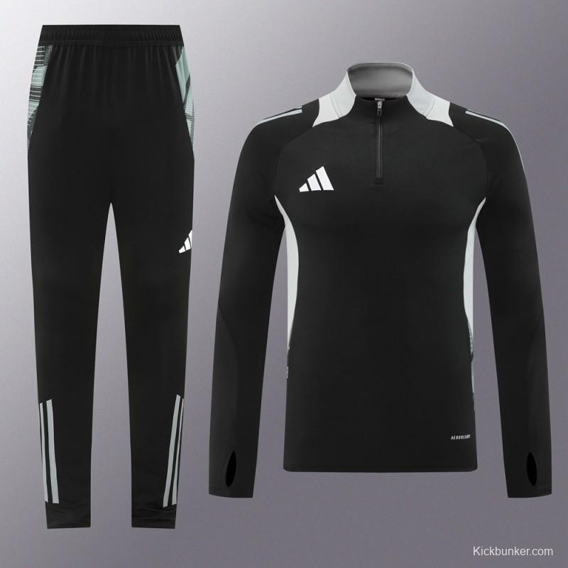 2024 Adidas Black/Grey Half Zipper Jacket +Long Pants