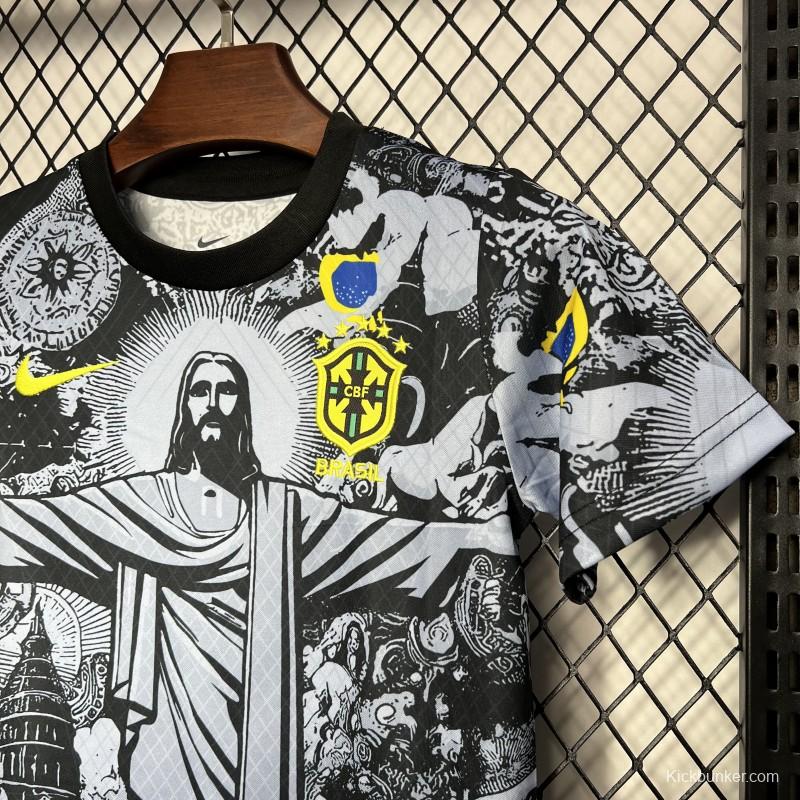 2024 Kids Brazil Christ The Redeemer Grey Special Jersey