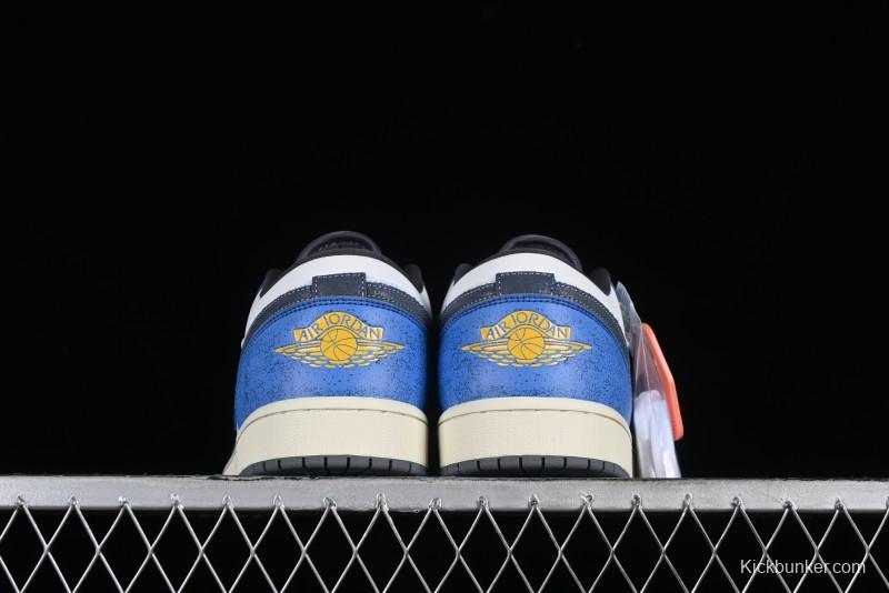 Nike Air Jordan 1 Low Flight Vintage Retro Sneakers in White and Blue - FV8439-104
