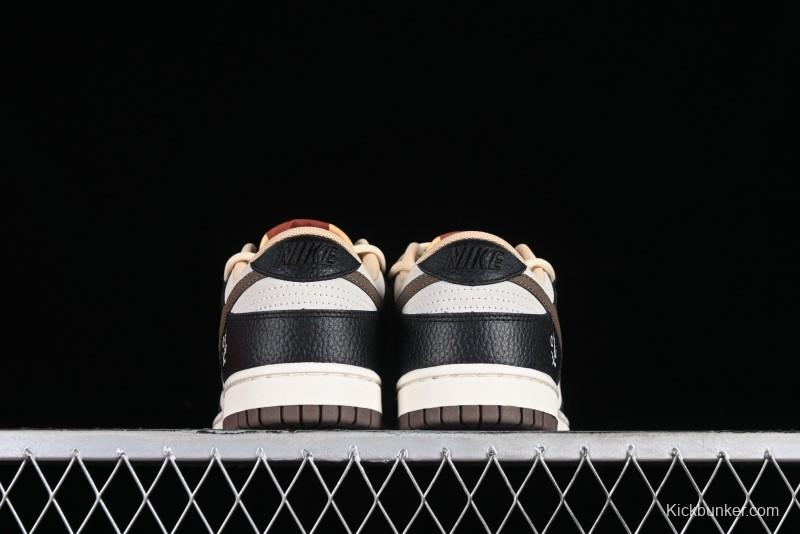 Nike Dunk Low "Mars Stone" Witch Puppet Themed SB Lace-Up Low-Top Casual Sneakers in Black/Mocha Brown - DR9704-200