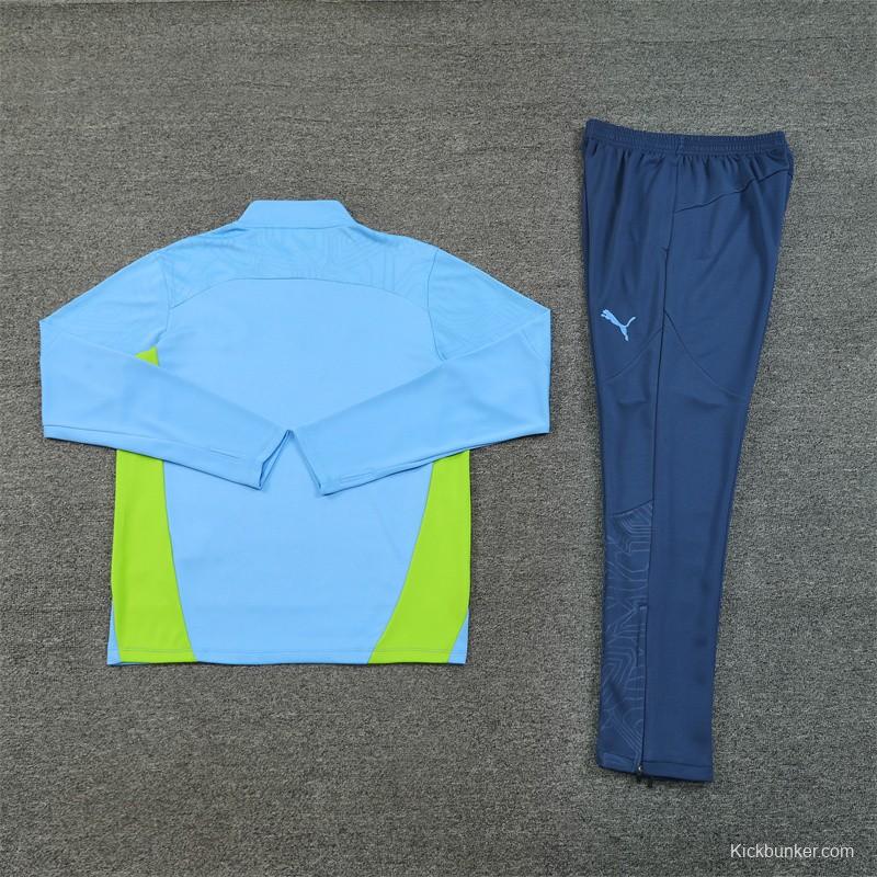 24/25 Manchester City Sky Blue Half Zipper Jacket+Long Pants