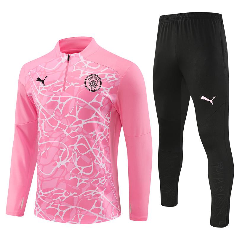 24/25 Manchester City Pink Half Zipper Jacket+Long Pants