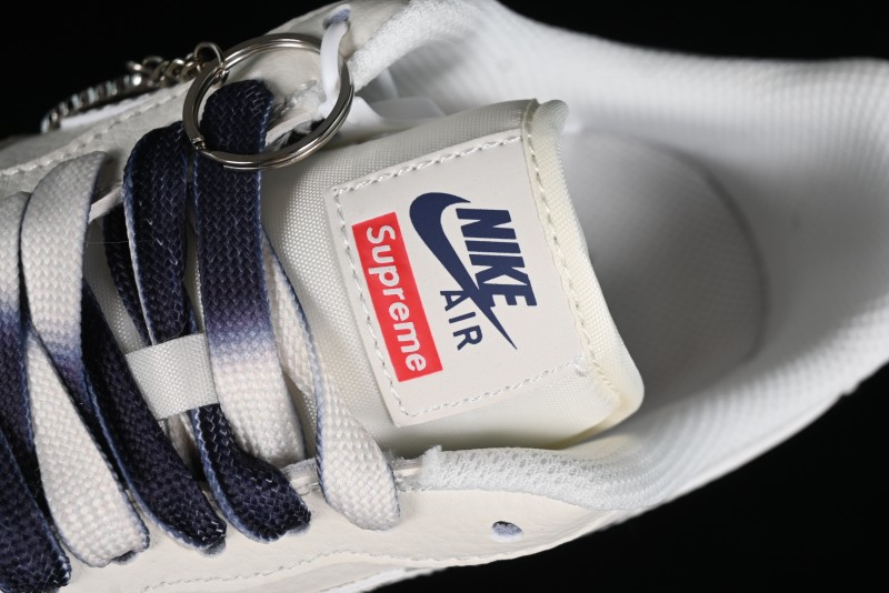 Nike Air Force 1 '07 Low Supreme Collaboration - White Blue Color Block Low-Top Casual Sneakers - XZ6188-001