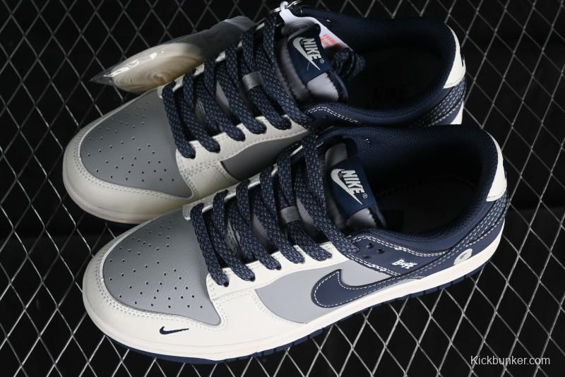 Nike SB Dunk Low BAPE Collaboration - Light Blue Grey Anniversary High-End Custom Low-Top Casual Skate Shoes - BB8969-001