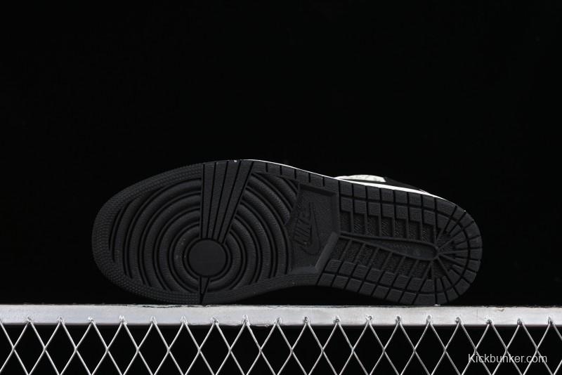 Nike Travis Scott x Fragment Design x Jordan Air Jordan 1 Low OG SP AJ1 LV Grey Black Pig Print Low-top Casual Sneakers - SJ2068-101