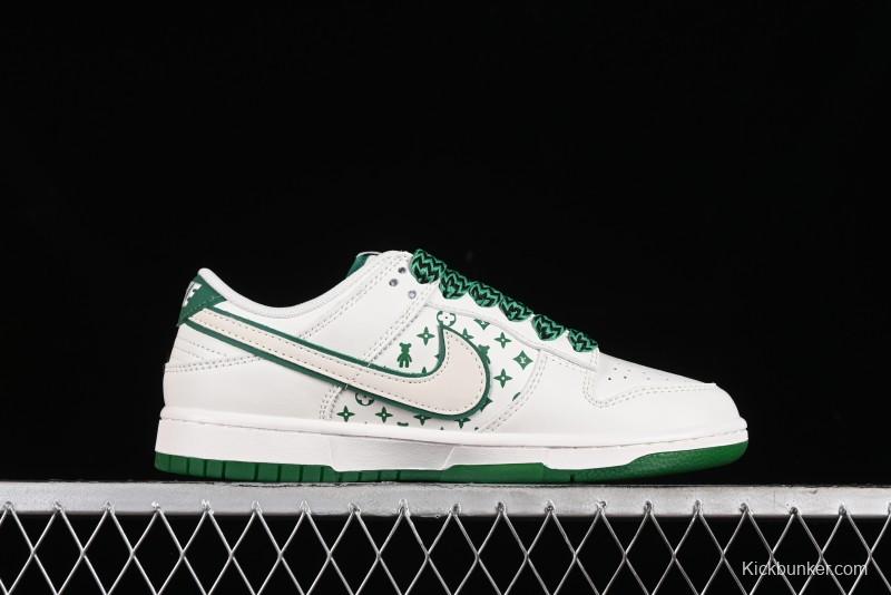 Nike SB Dunk Low LV Collaboration - Beige Green Glow in the Dark Violent Bear Anniversary High-End Custom Sneakers - SJ2068-241