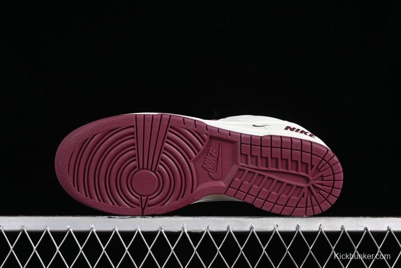 Nike SB Dunk Low Collaboration Three Swooshes Rice Wine Red Color Low-Top Casual Skateboarding Shoes - NK5639-322