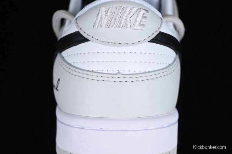Nike Dunk Low Leather Letter High Street Deconstructed Black Grey SB Strap Low Top Casual Sneakers - DV0831-101