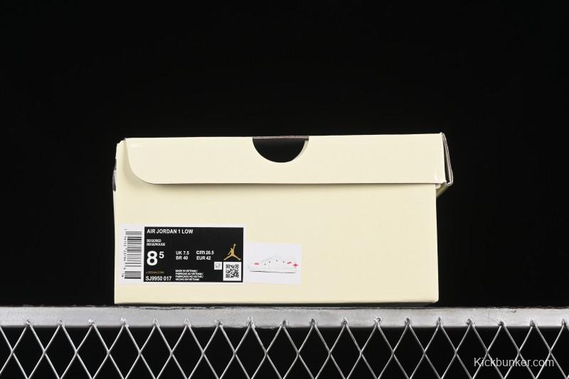 Nike Air Jordan 1 Low Supreme Collaboration - Retro Basketball Shoes in Off-White Red with Small Logo - SJ9950-017