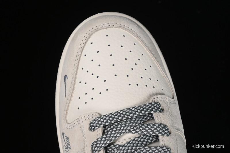 Nike SB Dunk Low x Supreme x Stussy Anniversary Customized Sneakers in Off-White Grey Check - SJ2068-272