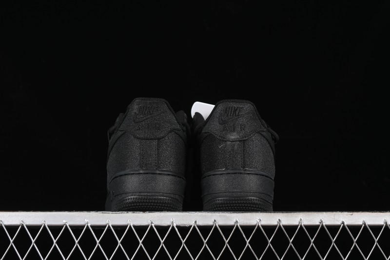 Nike Air Force 1 '07 Low Cleanfit High Street Retro Style All Black Star-Studded Diamond Accents Lace-Up Low-Top Casual Sneakers - ZH0316-030