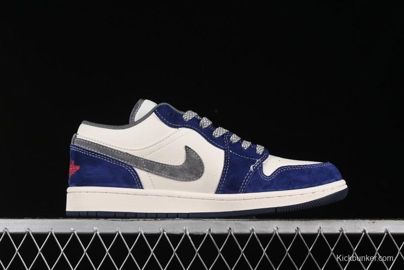 Nike Air Jordan 1 Low OFF-WHITE Collaboration - Qilin Blue Retro Basketball Shoes - WG8850-013