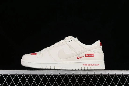 Nike SB Dunk Low Supreme Collaboration - Off-White Swoosh Anniversary High-End Custom Low-Top Casual Skate Shoes - SJ2068-267