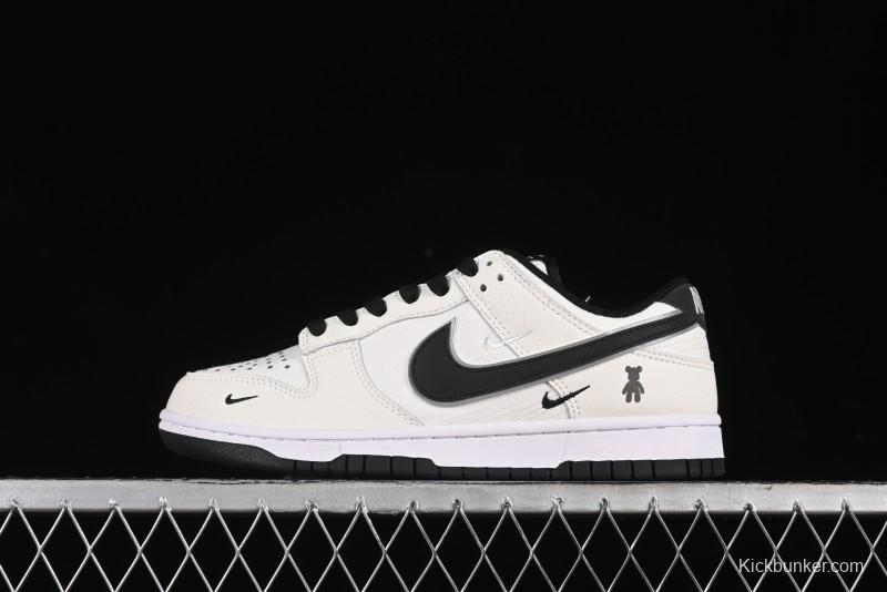 Nike SB Dunk Low Violent Bear Collaboration - Woven Black Swoosh Anniversary Custom Low-Top Casual Skate Shoes - KK1888-005