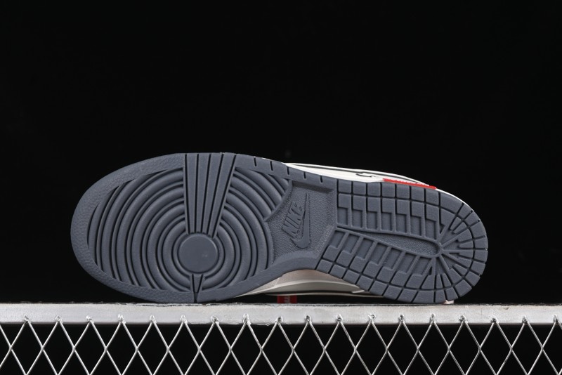 Nike SB Dunk Low Supreme Collaboration - Beige Grey Swoosh Anniversary Customized Low-Top Casual Skate Shoes - DJ2024-014