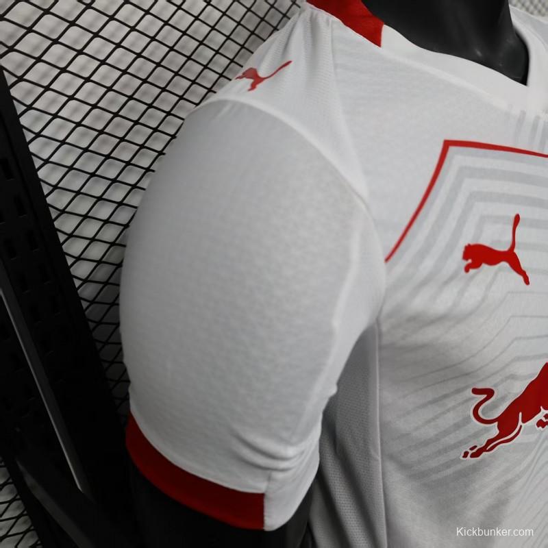 Player Version 25/26 RB Leipzig White with Chevron Pattern and Red Bull Logo Jersey