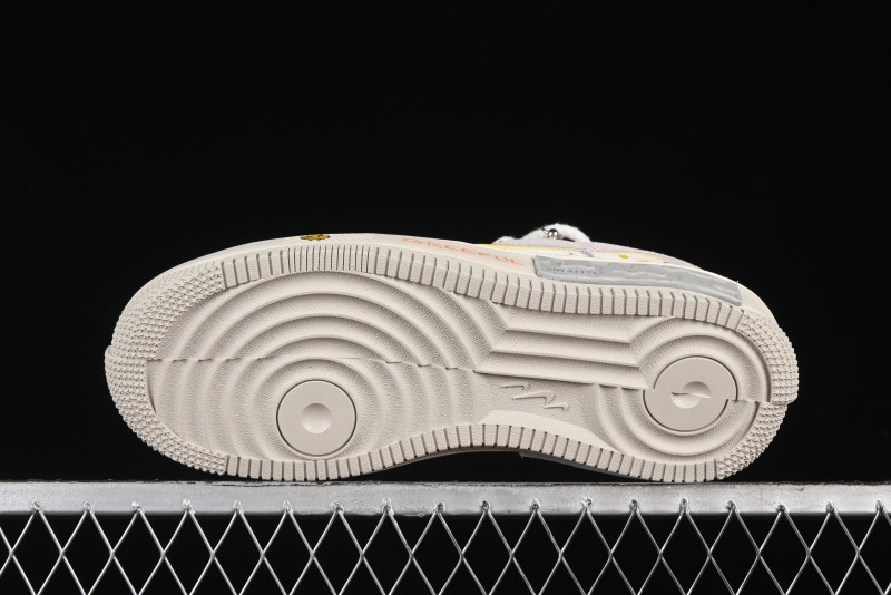 Nike Air Force 1 Fontanka Custom Graffiti Low-Top Casual Sneakers with Deconstructed Dual Laces - DV6984-001