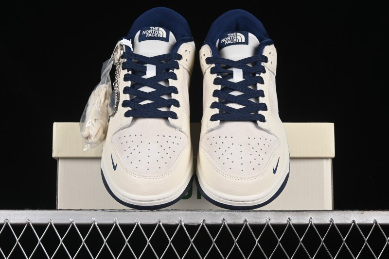 Nike SB Dunk Low The North Face Collaboration - Grey Pigskin White Swoosh Anniversary Custom Low-Top Casual Skate Shoes - KK1333-006