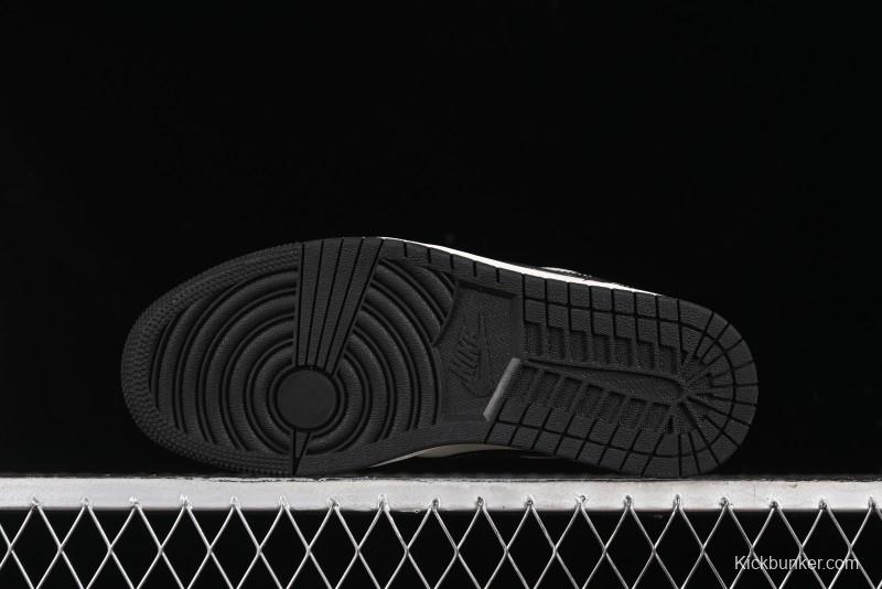 Nike Air Jordan 1 Low Stussy Collaboration - Black Sail Stitched Retro Basketball Shoes - CF3688-023