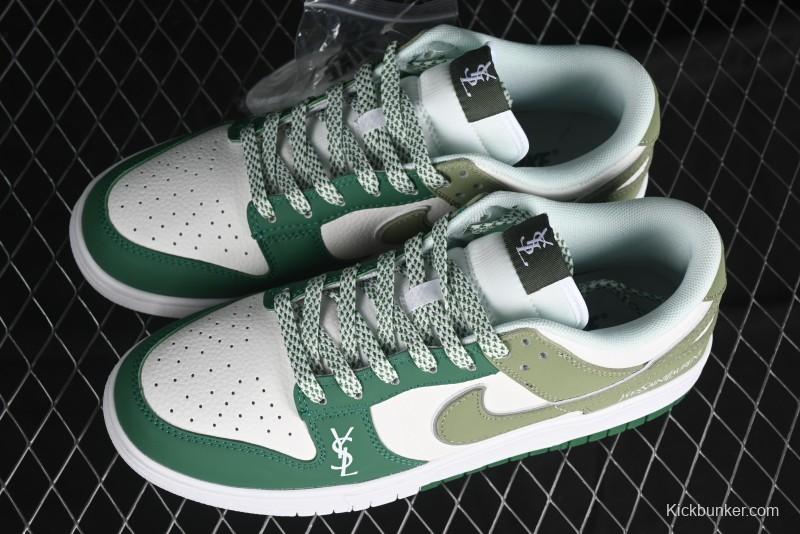Nike SB Dunk Low Saint Laurent Series - White Green Swoosh Anniversary High-End Custom Low-Top Casual Sneakers - GF2409-170