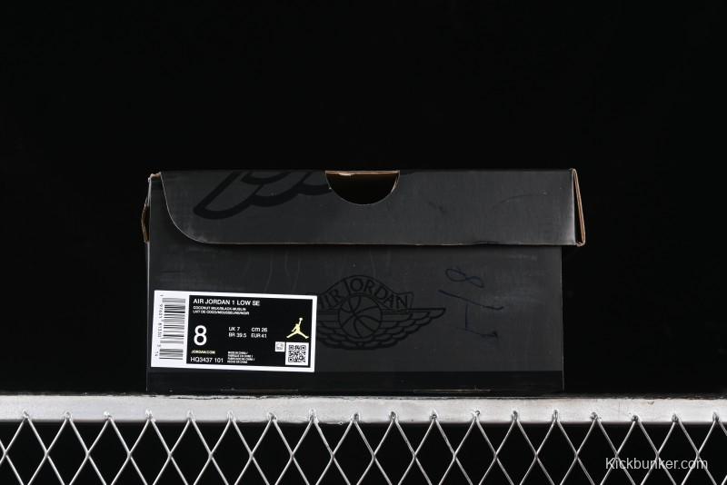 Nike Air Jordan 1 Low "Coconut Milk Black" Casual Basketball Shoes with Contrast Swoosh - HQ3437-101