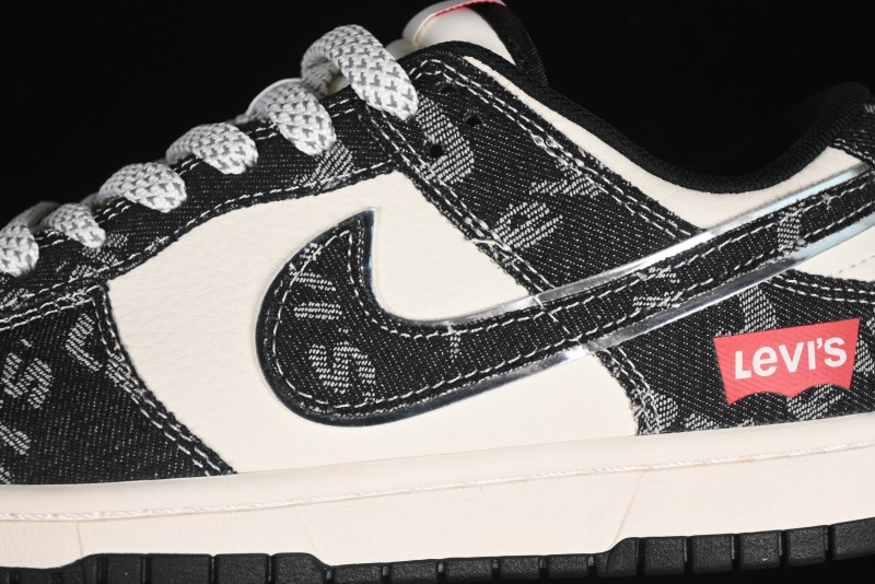 Nike SB Dunk Low Levi's Collaboration - Black Printed Denim Anniversary Customized Low-Top Casual Sneakers - XX2025-109