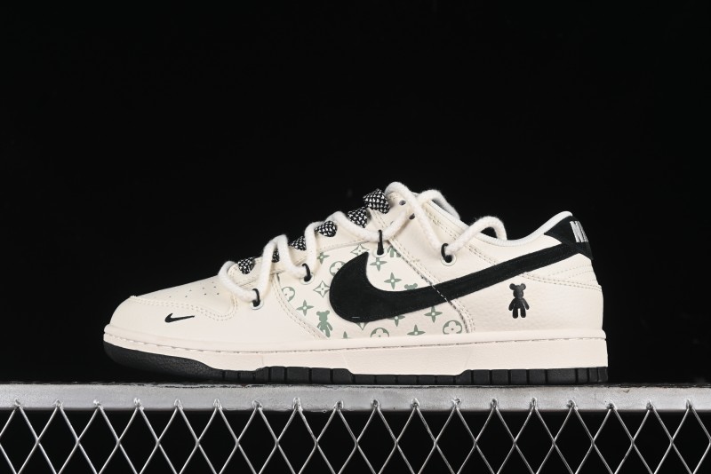 Nike SB Dunk Low Violent Bear Series - Lace-Up Beige with Black Swoosh Anniversary High-End Custom Low-Top Casual Sneakers - SJ2068-291