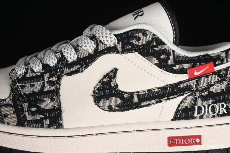 Nike Air Jordan 1 Low AJ1 Dior Collaboration - White Black Red Label Retro Basketball Shoes - SJ9950-036