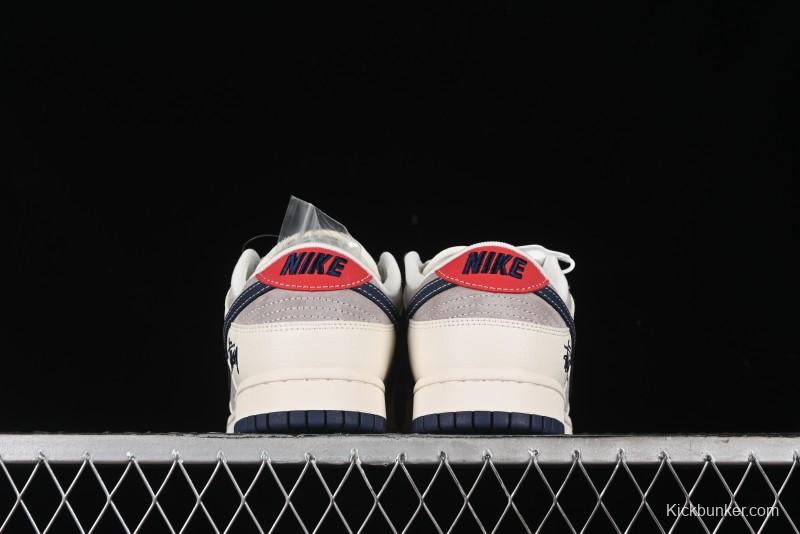 Nike SB Dunk Low Stussy Anniversary High-End Custom Sneakers with Blue Swoosh - SJ1089-003