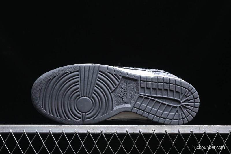 Nike SB Dunk Low Dior Collaboration - Woven Grey Check Anniversary High-End Custom Low-Top Casual Skate Shoes - YX5066-247
