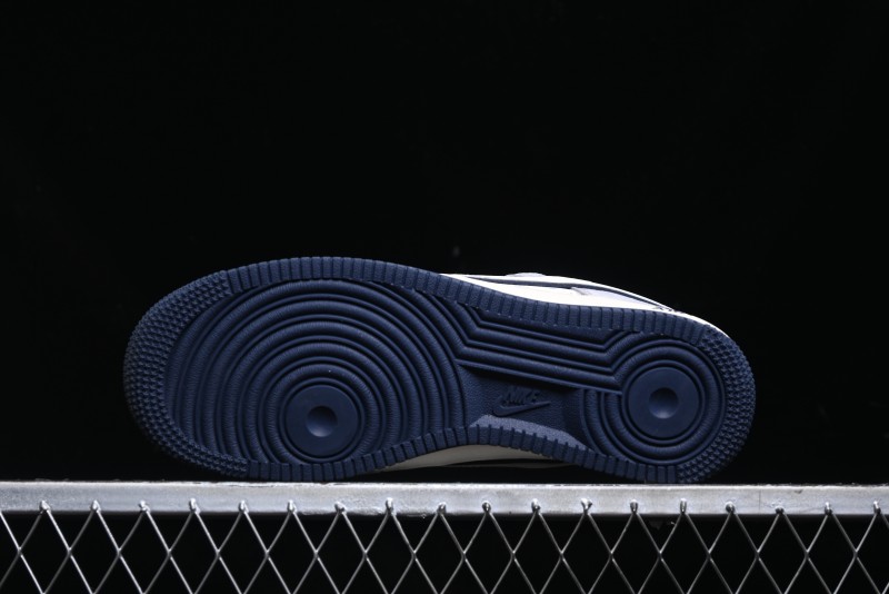 Nike Air Force 1 '07 Low Stussy Collaboration - Grey White with Blue Outsole Low-Top Casual Sneakers - SJ6698-006