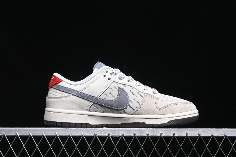 Nike SB Dunk Low Stussy Collaboration - Beige Grey Gold Embroidery Anniversary High-End Custom Low-Top Casual Skate Shoes - XS1086-001