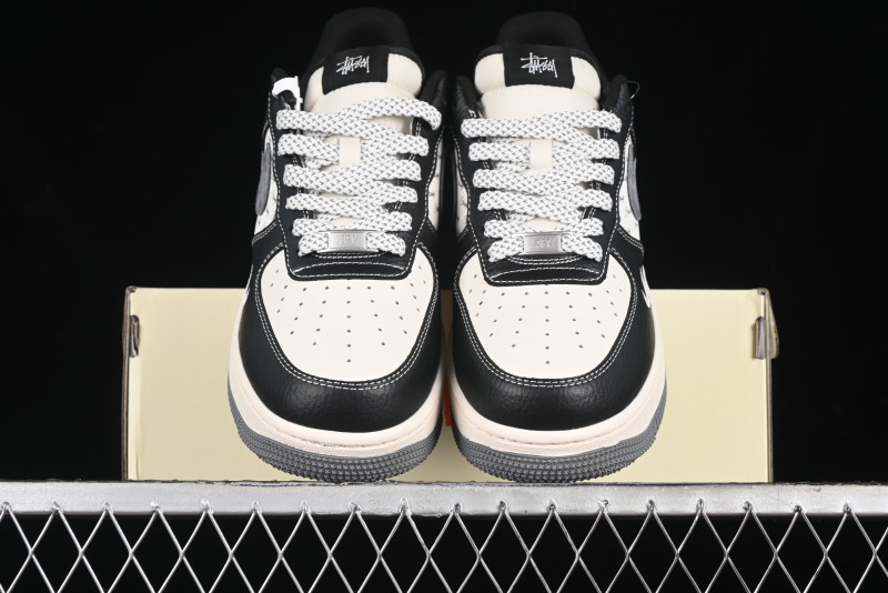 Nike Air Force 1 '07 Low Stussy Collaboration - Black Grey Casual Sneakers - XZ3328-566