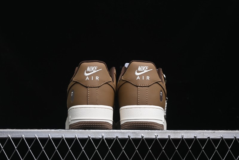 Nike Air Force 1 '07 Low Bape Collaboration - Brown Violent Bear Casual Sneakers - DF0188-013