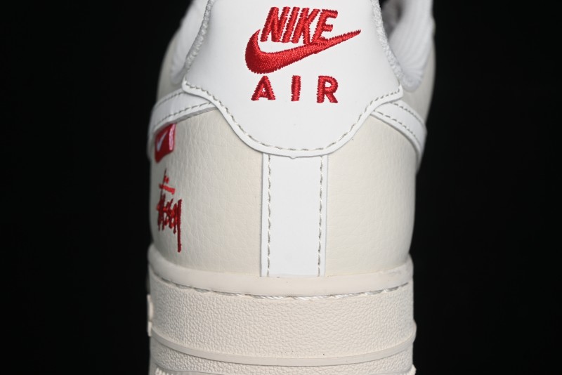 Nike Air Force 1 '07 Low Stussy Collaboration - Double Swoosh Red Tag Low-Top Casual Sneakers - SJ6698-013