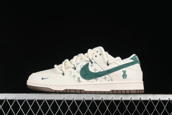 Nike SB Dunk Low Violent Bear Series - Strap Beige Green Check Anniversary High-End Custom Low-Top Casual Sneakers - SJ2068-292