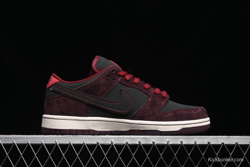 Nike SB Dunk Low Bordeaux Red Skate Shoes Collaboration with Riot Skateshop - FZ1289-200