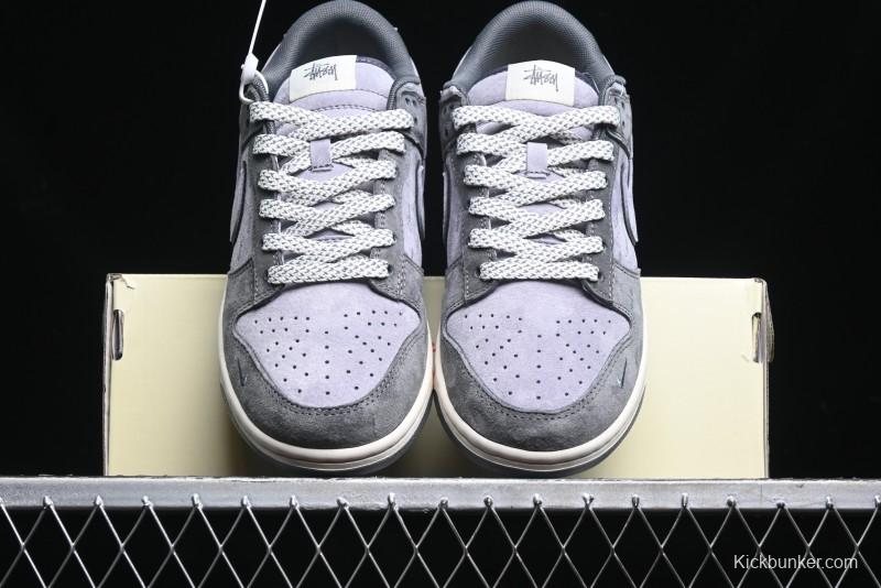 Nike SB Dunk Low Stussy Collaboration - Granite Grey Anniversary Custom Low-Top Casual Skate Shoes - XS1086-008