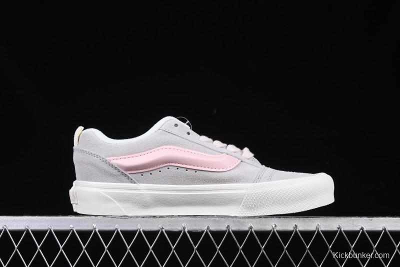 Vans Knu Skool Low-Top Retro Casual Vulcanized Sneakers in Off-White Pink - VN0009QPNK