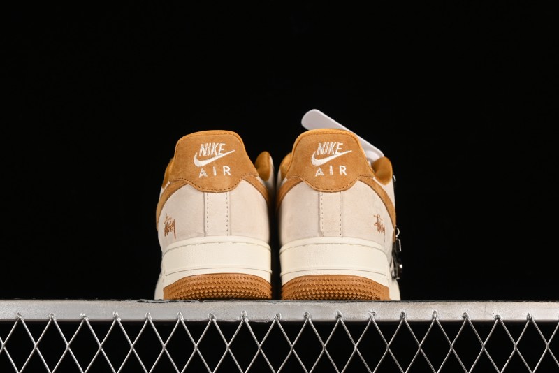Nike Air Force 1 '07 Low Stussy Collaboration - Wheat Pig Leather Low-Top Casual Sneakers - HD1968-020