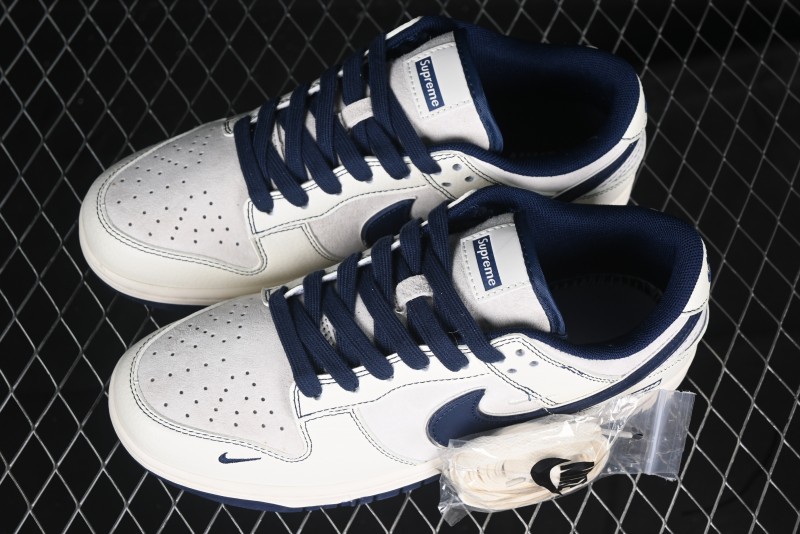 Nike SB Dunk Low Supreme Collaboration - Light Blue Double Swoosh Anniversary Custom Low-Top Casual Skate Shoes - XX3168-301