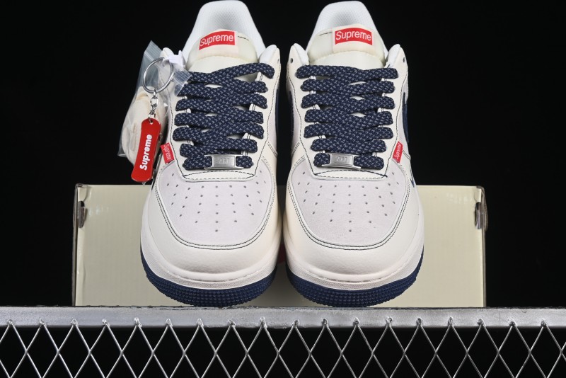 Nike Air Force 1 '07 Low Supreme Collaboration Sneakers with Red Tab and Blue Swoosh - BB7518-021