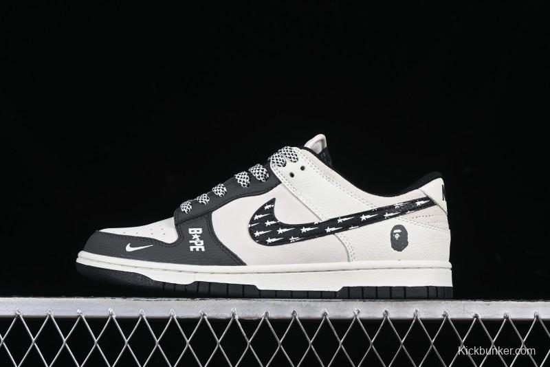 Nike SB Dunk Low BAPE Collaboration Full Print Five-Point Star Black Swoosh Anniversary High-End Custom Low-Top Casual Skate Shoes - DJ2024-122