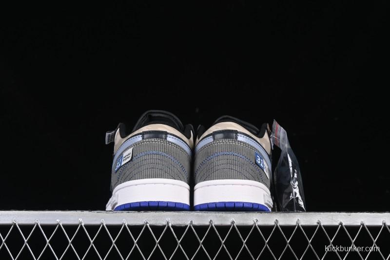 Nike Air Jordan 1 Low Retro Basketball Shoes with Panda Mischief Skyline Design - 553558-154