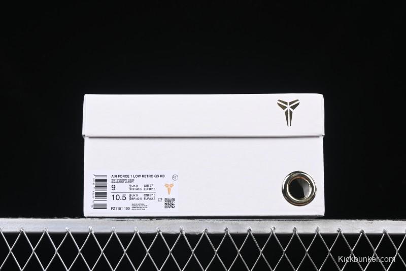 Nike Air Force 1 '07 Low Kobe Casual Sneakers with Full-Layer Leather and Full-Length Air Cushion - FZ1151-100